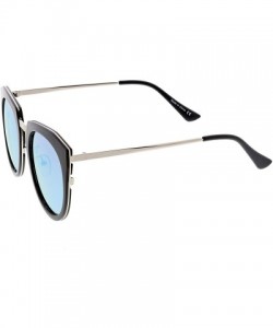 Cat Eye Polarized Oversize Cat Eye Sunglasses For Women Metal Trim Colored Mirror Lens 53mm - Black / Blue Mirror - CG12MATNX...