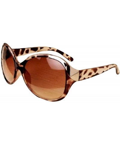 Square Unisex Fashion Sunglasses Oversized Round Plastic Lenses UV400 - Leopard Print - CV18NLXQ53W $9.36