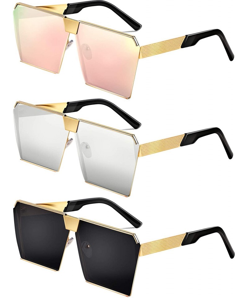 Square Oversized Sunglasses Vintage Oversize Decoration - CL1905ZS7RU $16.75