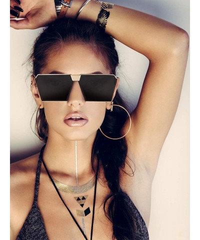 Square Oversized Sunglasses Vintage Oversize Decoration - CL1905ZS7RU $16.75