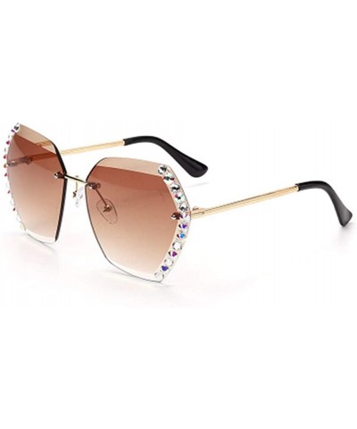 Sport Sunglasses Women's Frameless Crystal Cut Edge UV Protection Diamond Sunglasses - 6 - CW190RHMKZ4 $75.23