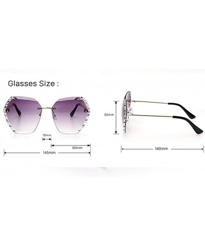 Sport Sunglasses Women's Frameless Crystal Cut Edge UV Protection Diamond Sunglasses - 6 - CW190RHMKZ4 $37.19
