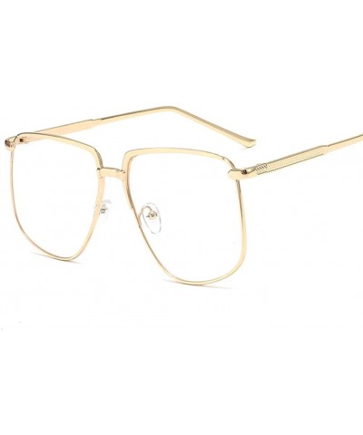 Round Women Fashion Summer Anti UV Large Frame Sunglasses for Round Face - Gold Frame Flat Light - CV18WU2TSYW $11.20