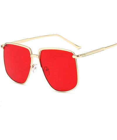 Round Women Fashion Summer Anti UV Large Frame Sunglasses for Round Face - Gold Frame Flat Light - CV18WU2TSYW $11.20