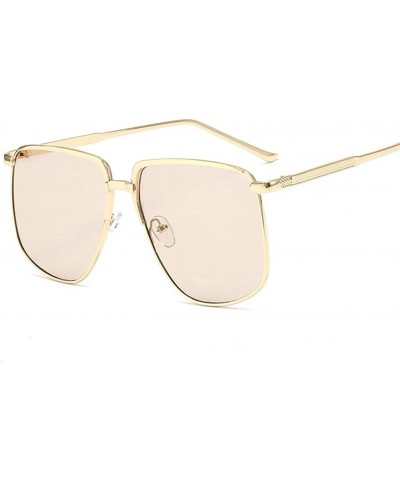 Round Women Fashion Summer Anti UV Large Frame Sunglasses for Round Face - Gold Frame Flat Light - CV18WU2TSYW $11.20