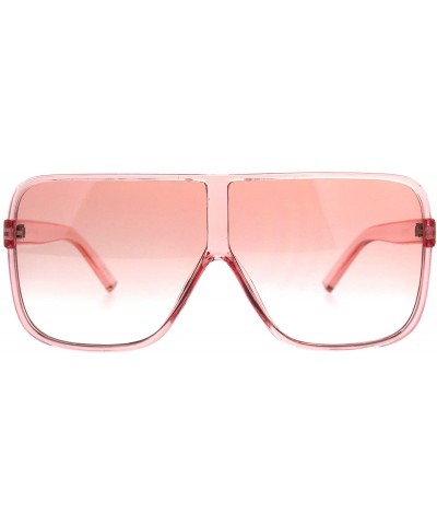 Square Womens Super Oversized Fashion Sunglasses Flat Top Square Translucent Frame - Pink - CD18C3MMXMQ $25.86