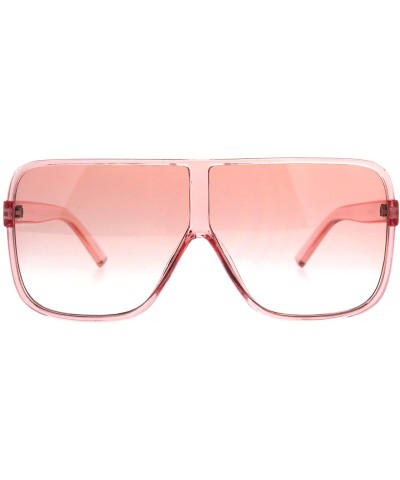 Square Womens Super Oversized Fashion Sunglasses Flat Top Square Translucent Frame - Pink - CD18C3MMXMQ $11.33