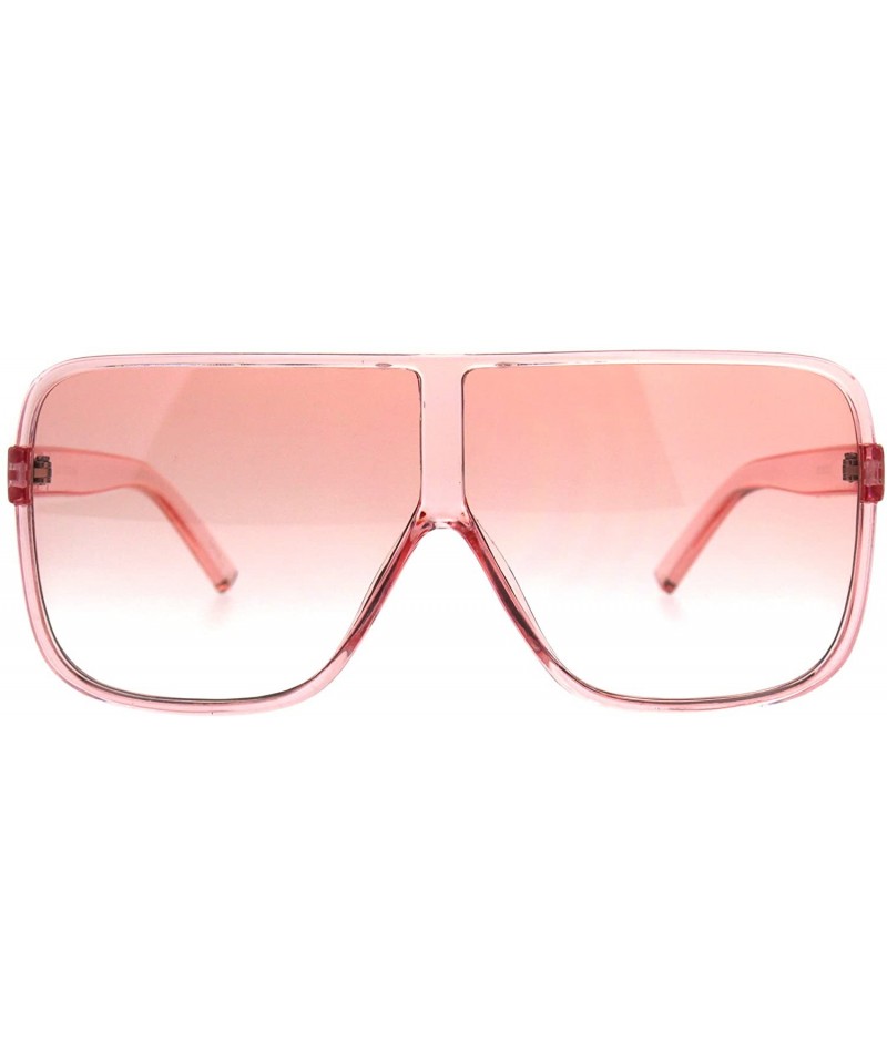 Square Womens Super Oversized Fashion Sunglasses Flat Top Square Translucent Frame - Pink - CD18C3MMXMQ $25.86