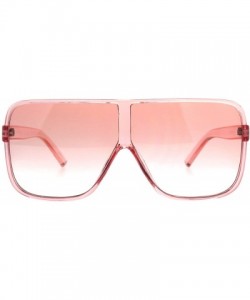 Square Womens Super Oversized Fashion Sunglasses Flat Top Square Translucent Frame - Pink - CD18C3MMXMQ $25.86