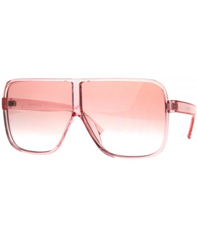 Square Womens Super Oversized Fashion Sunglasses Flat Top Square Translucent Frame - Pink - CD18C3MMXMQ $11.33