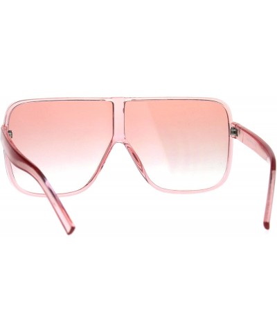 Square Womens Super Oversized Fashion Sunglasses Flat Top Square Translucent Frame - Pink - CD18C3MMXMQ $11.33