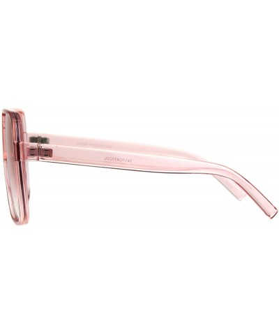 Square Womens Super Oversized Fashion Sunglasses Flat Top Square Translucent Frame - Pink - CD18C3MMXMQ $11.33