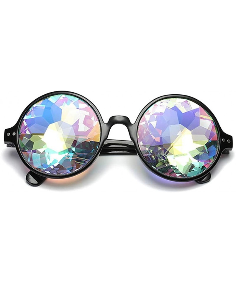 Goggle Kaleidoscope Glasses for Raves Rainbow Prism Diffraction Crystal Lenses - Black - CL17YL9LI8X $13.82