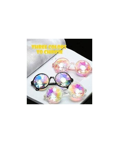 Goggle Kaleidoscope Glasses for Raves Rainbow Prism Diffraction Crystal Lenses - Black - CL17YL9LI8X $13.82