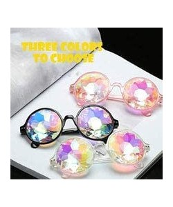 Goggle Kaleidoscope Glasses for Raves Rainbow Prism Diffraction Crystal Lenses - Black - CL17YL9LI8X $13.82