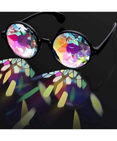 Goggle Kaleidoscope Glasses for Raves Rainbow Prism Diffraction Crystal Lenses - Black - CL17YL9LI8X $13.82