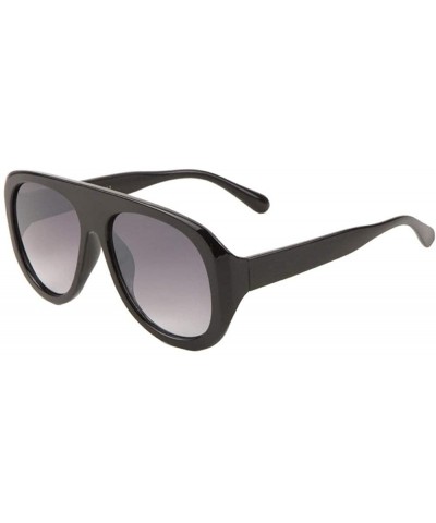 Round Curved Top Thick Plastic Frame Round Sunglasses - Smoke - CC1983GA2D0 $29.81