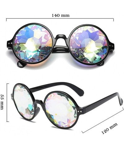 Goggle Kaleidoscope Glasses for Raves Rainbow Prism Diffraction Crystal Lenses - Black - CL17YL9LI8X $13.82