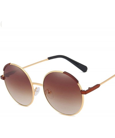 Oval Retro Classic Round Sunglasses for Men and Women Metal PC UV400 Sunglasses - Gold-brown - C718SAS0ML9 $40.66