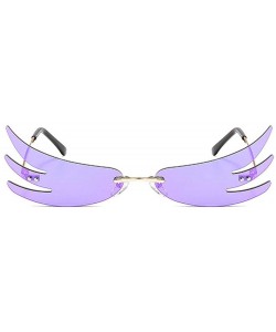 Rimless Designer Butterfly Sunglasses Colorful Mirrored - Purple - C9198G7OIEG $14.34