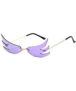 Rimless Designer Butterfly Sunglasses Colorful Mirrored - Purple - C9198G7OIEG $14.34