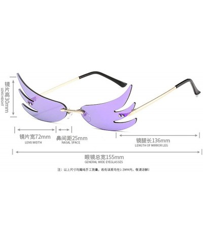 Rimless Designer Butterfly Sunglasses Colorful Mirrored - Purple - C9198G7OIEG $14.34