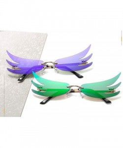 Rimless Designer Butterfly Sunglasses Colorful Mirrored - Purple - C9198G7OIEG $14.34