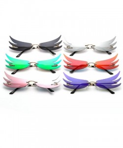 Rimless Designer Butterfly Sunglasses Colorful Mirrored - Purple - C9198G7OIEG $14.34