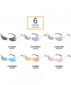 Rimless Designer Butterfly Sunglasses Colorful Mirrored - Purple - C9198G7OIEG $14.34