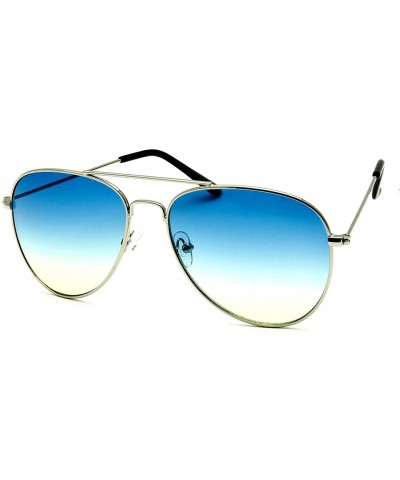 Aviator Classic Metal Frame Ocean Color Play Lens Aviator Sunglasses - Silver - CM18U67S8M2 $8.51
