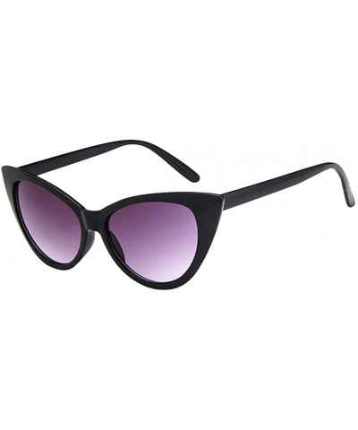 Round UV Protection Sunglasses for Women Men Full rim frame Cat-Eye Shaped Acrylic Lens Plastic Frame Sunglass - E - CX19034U...