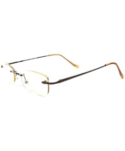 Rectangular Modern Stylish Sexy Rectangle Mens Womens Light Tint Frameless Sun Glasses - Brown - C1189AM82KM $36.77