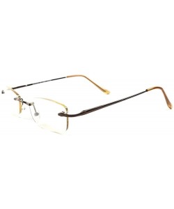 Rectangular Modern Stylish Sexy Rectangle Mens Womens Light Tint Frameless Sun Glasses - Brown - C1189AM82KM $18.79