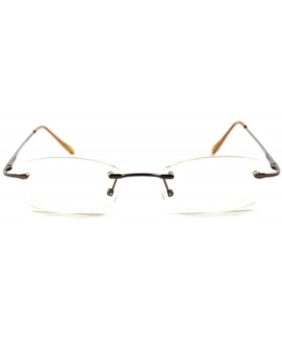 Rectangular Modern Stylish Sexy Rectangle Mens Womens Light Tint Frameless Sun Glasses - Brown - C1189AM82KM $18.79