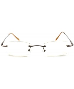 Rectangular Modern Stylish Sexy Rectangle Mens Womens Light Tint Frameless Sun Glasses - Brown - C1189AM82KM $18.79