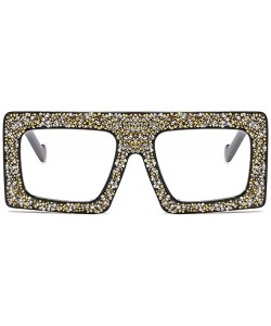 Square Vintage Sunglasses Designer Diamond Gradient - Black&clear - CQ18SICRWM7 $11.04