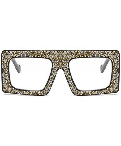 Square Vintage Sunglasses Designer Diamond Gradient - Black&clear - CQ18SICRWM7 $11.04