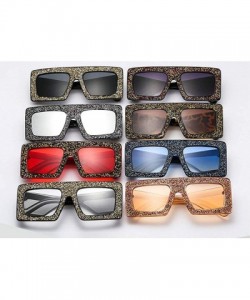 Square Vintage Sunglasses Designer Diamond Gradient - Black&clear - CQ18SICRWM7 $11.04