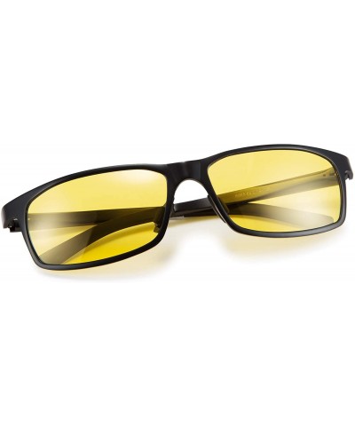 Sport Polarized Night Vision Driving Glasses for Men Anti Glare Sunglasses - Sand Black Frame Black and Red Plaid Legs - CS19...