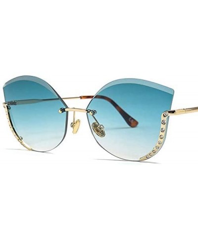 Semi-rimless Women Oversized Rimless Sunglasses Alloy Frame Rim Gradient Lens Semi-Rimless Ladies Glasses Eyewear - C1gray - ...