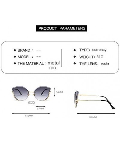 Semi-rimless Women Oversized Rimless Sunglasses Alloy Frame Rim Gradient Lens Semi-Rimless Ladies Glasses Eyewear - C1gray - ...