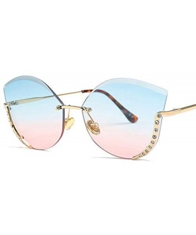 Semi-rimless Women Oversized Rimless Sunglasses Alloy Frame Rim Gradient Lens Semi-Rimless Ladies Glasses Eyewear - C1gray - ...