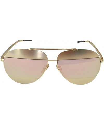 Aviator 90s Sunglasses Aviators Style Gold Frame Rectangle Mirror Lens 55mm - Gold/Pink - CN12FU83H6H $18.00