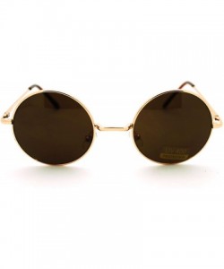 Round 70s Hippie Circle Lens Musician Groovy Wire Rim Sunglasses - Gold Brown - CK11HV9P1XB $7.76