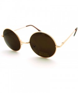 Round 70s Hippie Circle Lens Musician Groovy Wire Rim Sunglasses - Gold Brown - CK11HV9P1XB $7.76