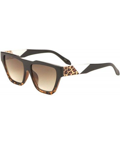 Square Jaguar Print Geometric Square Sunglasses - Brown Demi - CQ197WSDIIZ $13.69