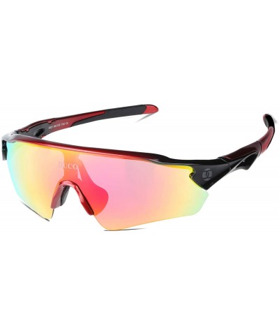 Goggle Polarized Sunglasses Interchangeable Baseball - 0021red - CH18SM7TNR4 $18.07