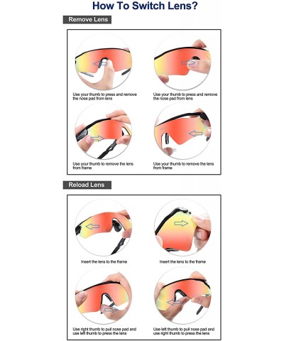 Goggle Polarized Sunglasses Interchangeable Baseball - 0021red - CH18SM7TNR4 $18.07
