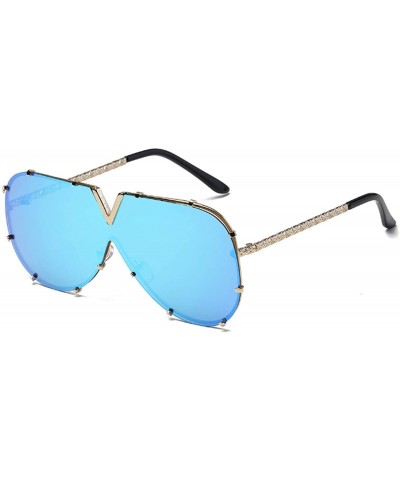 Oversized V Oversized Sunglasses Men Women Mirror Driving Sunglass Eyewear Luxury Cool Metal Frame UV400 Sun Glasses - 3 - CV...