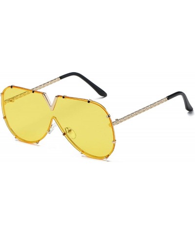 Oversized V Oversized Sunglasses Men Women Mirror Driving Sunglass Eyewear Luxury Cool Metal Frame UV400 Sun Glasses - 3 - CV...